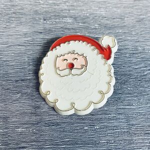 Hallmark PIN Christmas Vintage SANTA CLAUS Face Gold Trim 1979 Brooch